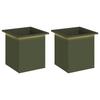 Garden Planter with LED 2 Pcs Olive Green 40 X 40 X 40 Cm