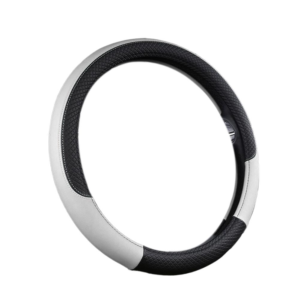 Car Steering Wheel Cover White Rubber Inner Leather Breathable Embossed Protection Handle Cover Environmental Y8Q4