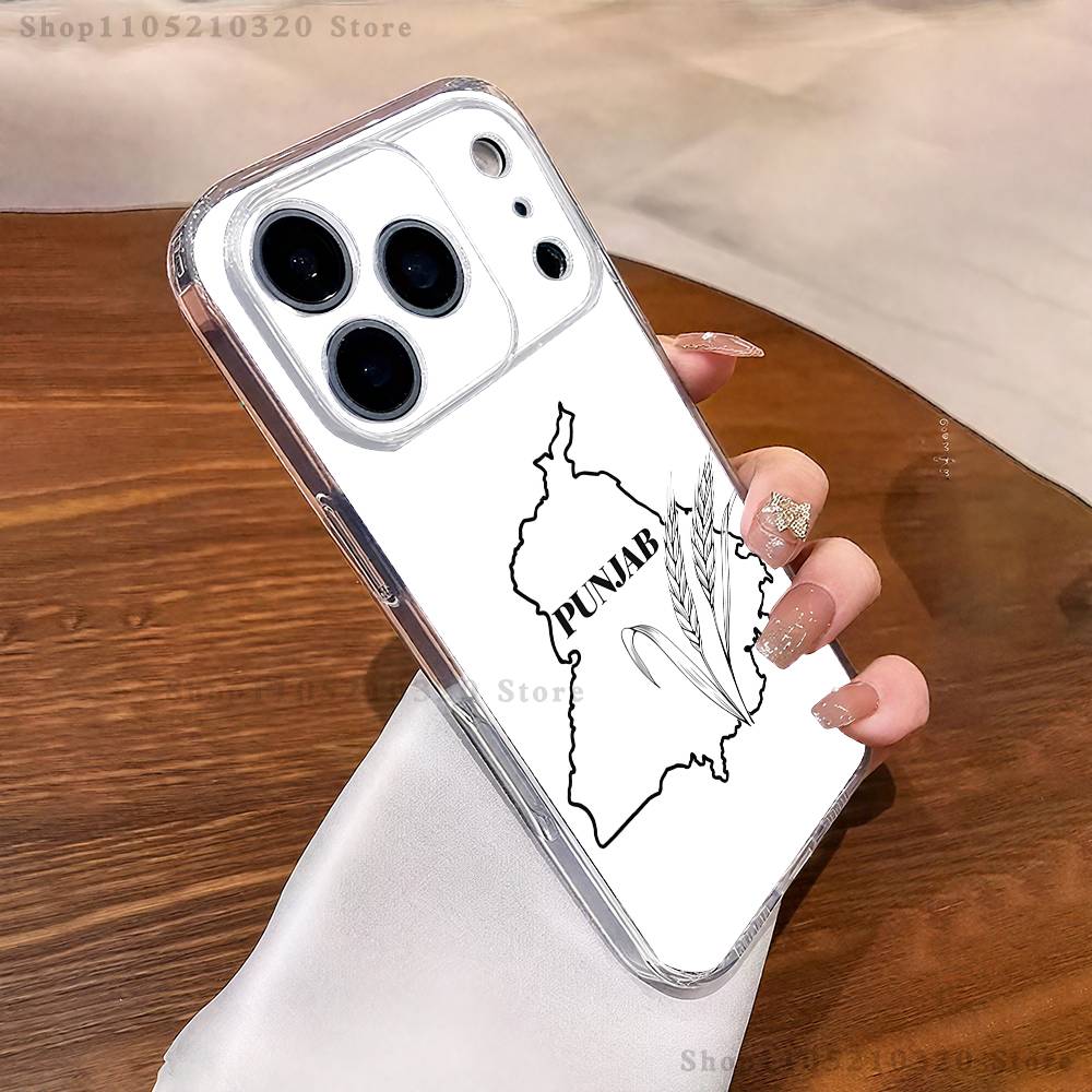 Карта Пенджаба Чехол для телефона для iPhone 17,16,15,14,13,12,11 Pro,Max,Plus,X,XS,XR,SE4,E Mini Прозрачный Мягкий чехол