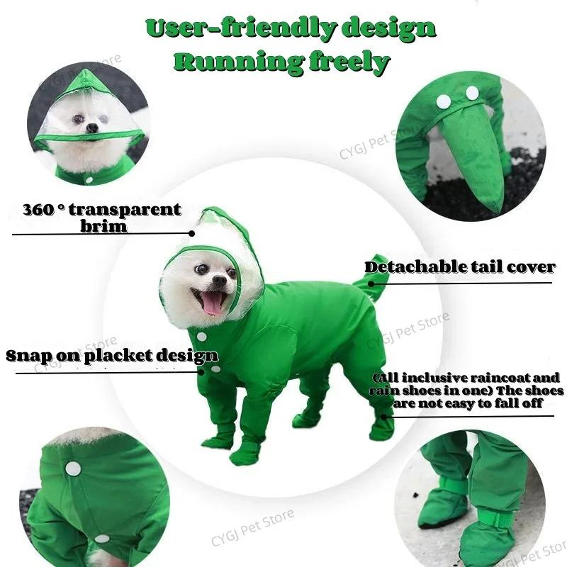 Dog Raincoat Rain Jacket Cute Dogs And Cats Raincoat Waterproof All-inclusive For Pet Keep Pets