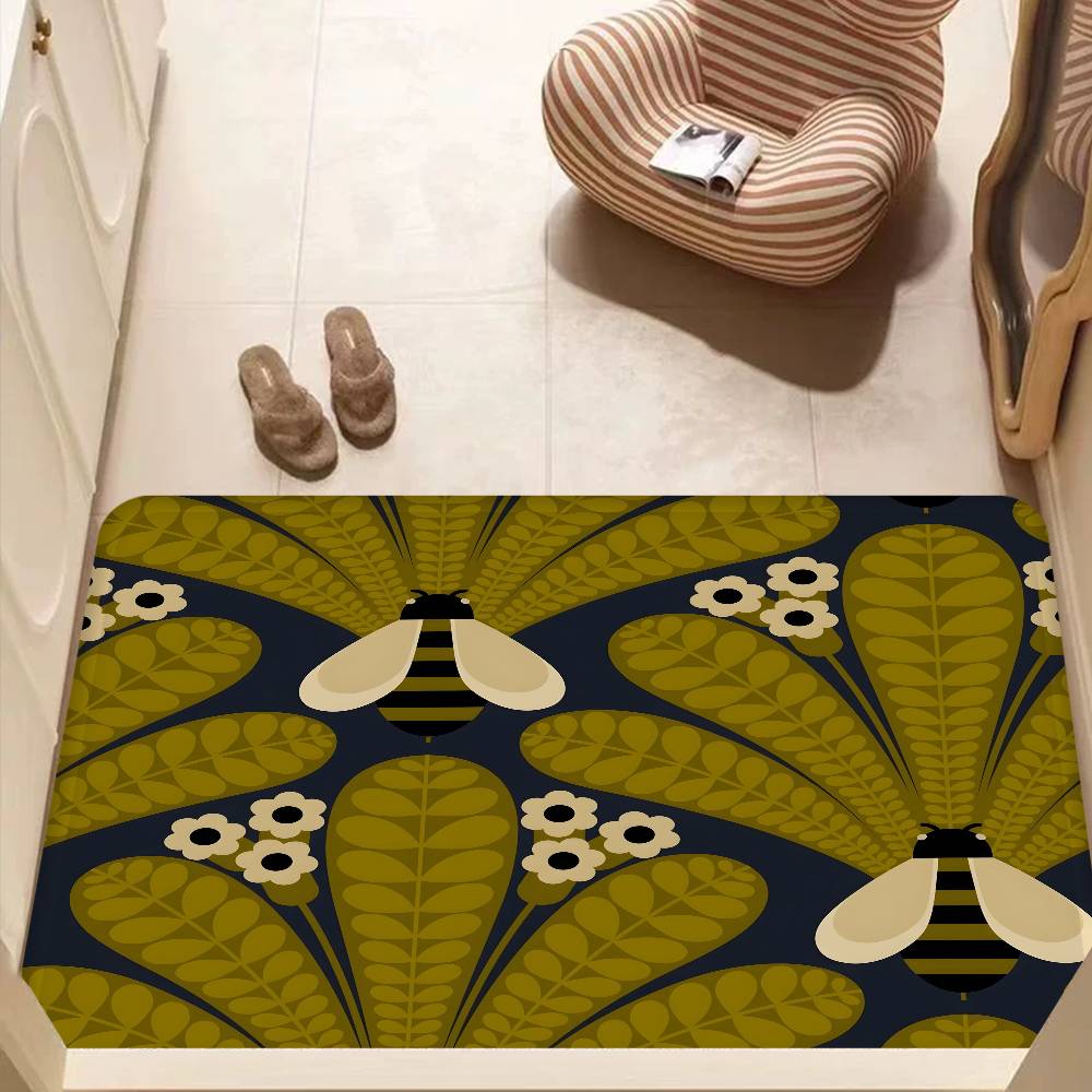 Orla Kiely Leaf Flower Floor Mat Anti-slip Absorb Water Long Strip Cushion Bedroon Mat Alfombra