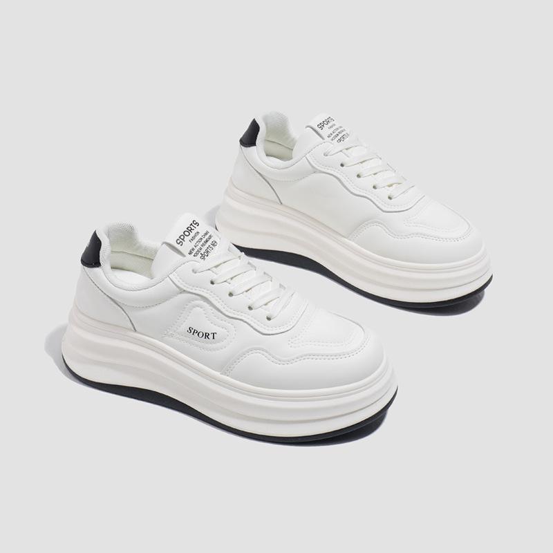 2025 Spring White Shoes New Korean Version Ins Female Students Height Increase Platform Sports Board Shoes Casual Shoes Female HB807