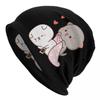 Kawaii Peach And Goma Mochi Drooling Skullies Beanies Hats Cartoon Cat Hip Hop Unisex Cap Warm Dual-use Bonnet Knitting Hats