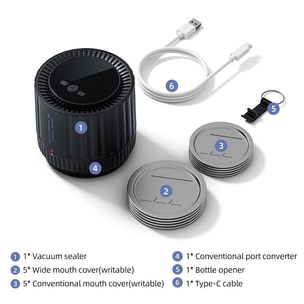 Электрический вакуумный упаковщик Mason Jar HD с ЖК-цифровым дисплеем, беспроводной комплект вакуумного упаковщика с возможностью записи