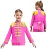 Children's 60s Rock Band Costume - British Star Style Gold Lace Top with Long Sleeves for Music Cosplay