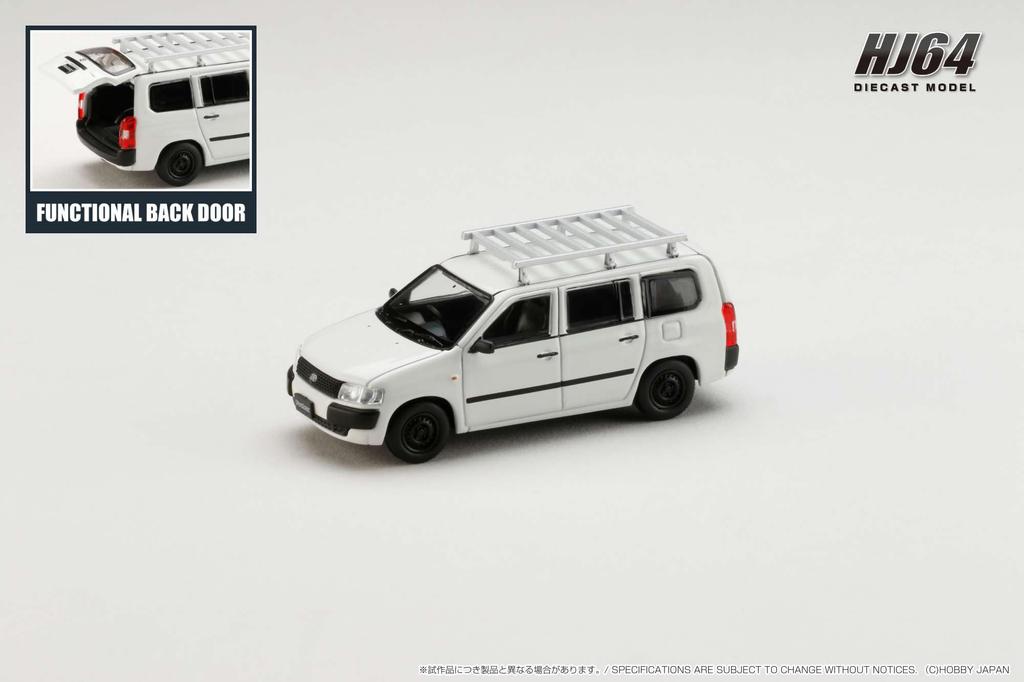 HJ64 Toyota Probox Кастомный багажник в комплекте Белый 1/64 Версия/Крыша (Готовая модель)