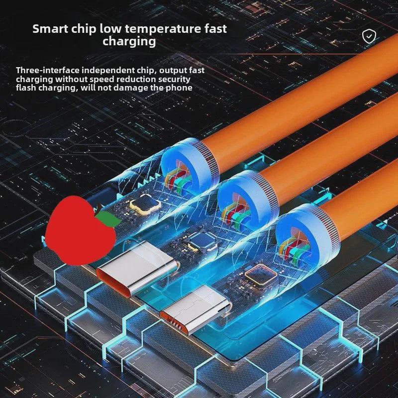 JIKE 120 Вт 3-в-1 сверхбыстрый зарядный кабель для устройств Apple, Huawei, Type-C, Android