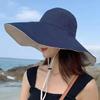 Wide Brim Sun Hat Women Anti-Uv Protection Hiking Fisherman Cap Fold Summer Solid Beach Hat Double Sided Sun Hat