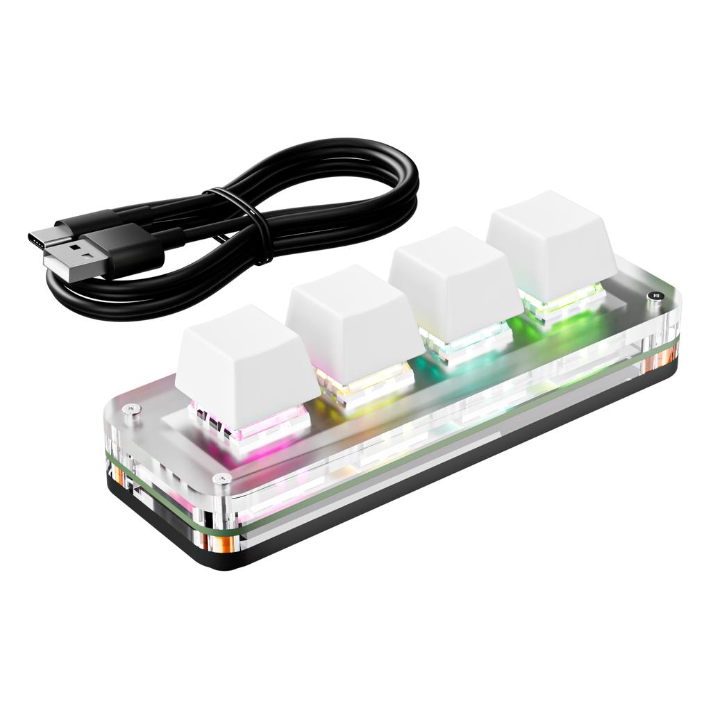 Мини Макро Механическая Клавиатура 4 Клавиши USB Проводная RGB Игровая Пользовательское Программирование Портативная Клавиатура Горячая Замена Переключателей для Photoshop