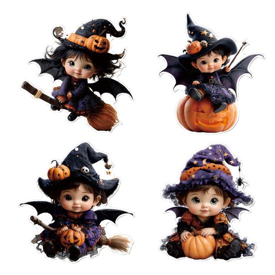 Car Mirror Hanging Decoration Cartoon Witch Cat/Kids 2D Flat Acrylic Pendant Halloween Car Rearview Mirror Ornament