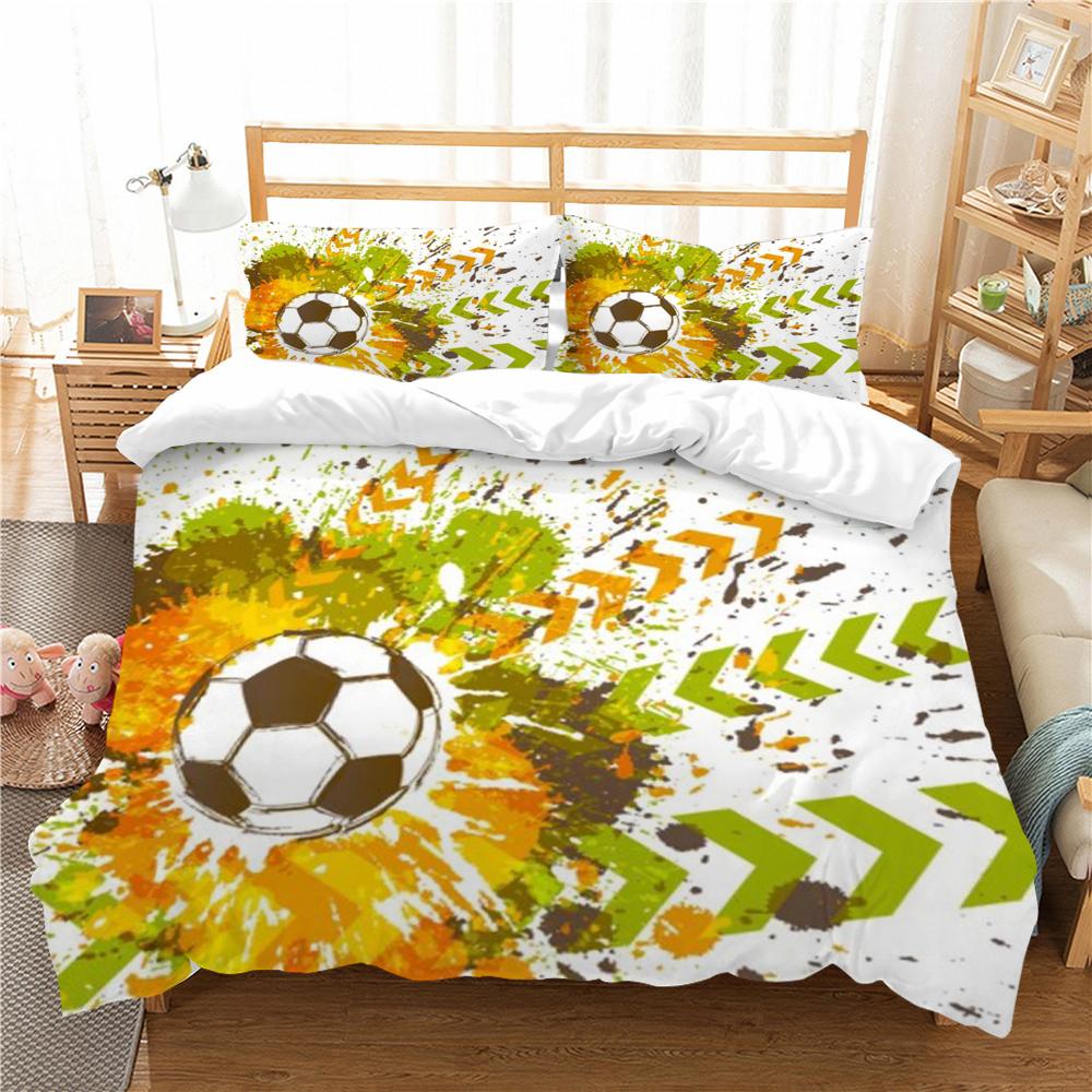 Постельный комплект Футбольное пододеяльник с 3D принтом Постельное белье Костюм Футбол Домашнее постельное белье с наволочкой Мягкий пододеяльник