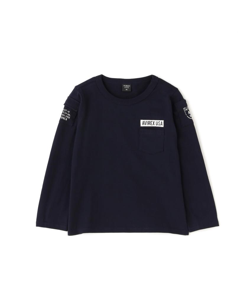 AVIREX KIDS FATIGUE CREW NECK LONGSLEEVE T-SHIRT S 120 navy 783-3930951