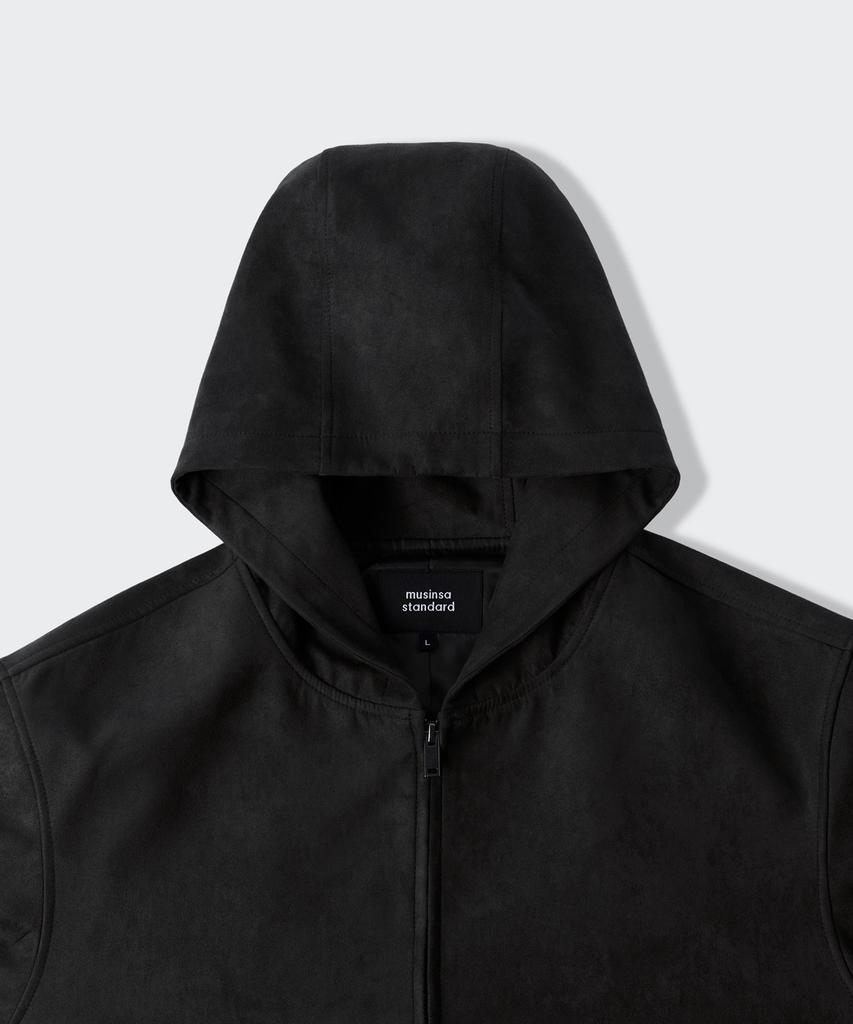 MUSINSA STANDARD Synthetic Suede Hooded Jacket [Black]