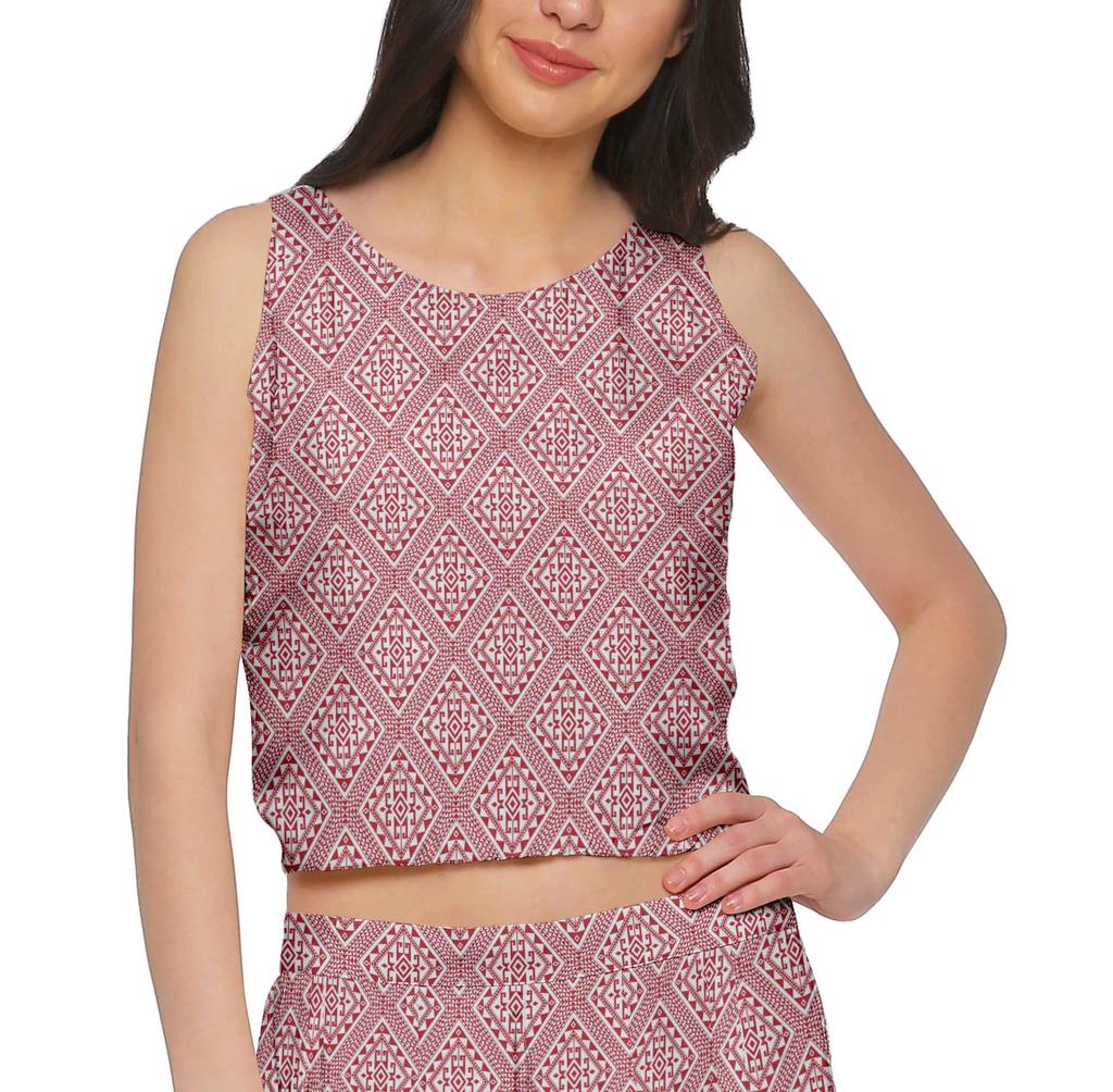 Moomaya Crop Top And Palazzo Set For Girls Printed Santoon Womens Clothing