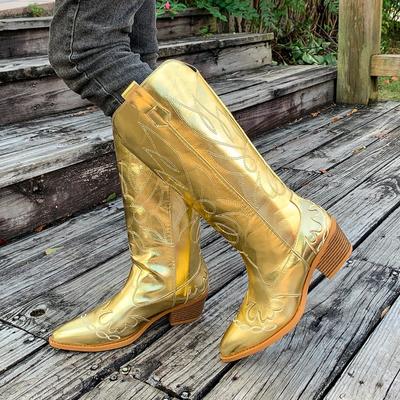 Вышитые женские высокие сапоги, роскошные туфли с острым носком и высоким каблуком, тренд 2025 года, новые туфли-лодочки до колена, челси, зимняя мода, Botas Mujer