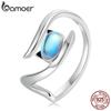 Genuine 925 Sterling Silver Moonstone Cat Open Ring for Women New Trendy Girl Ring Women Statement Jewelry Exqusite Gift