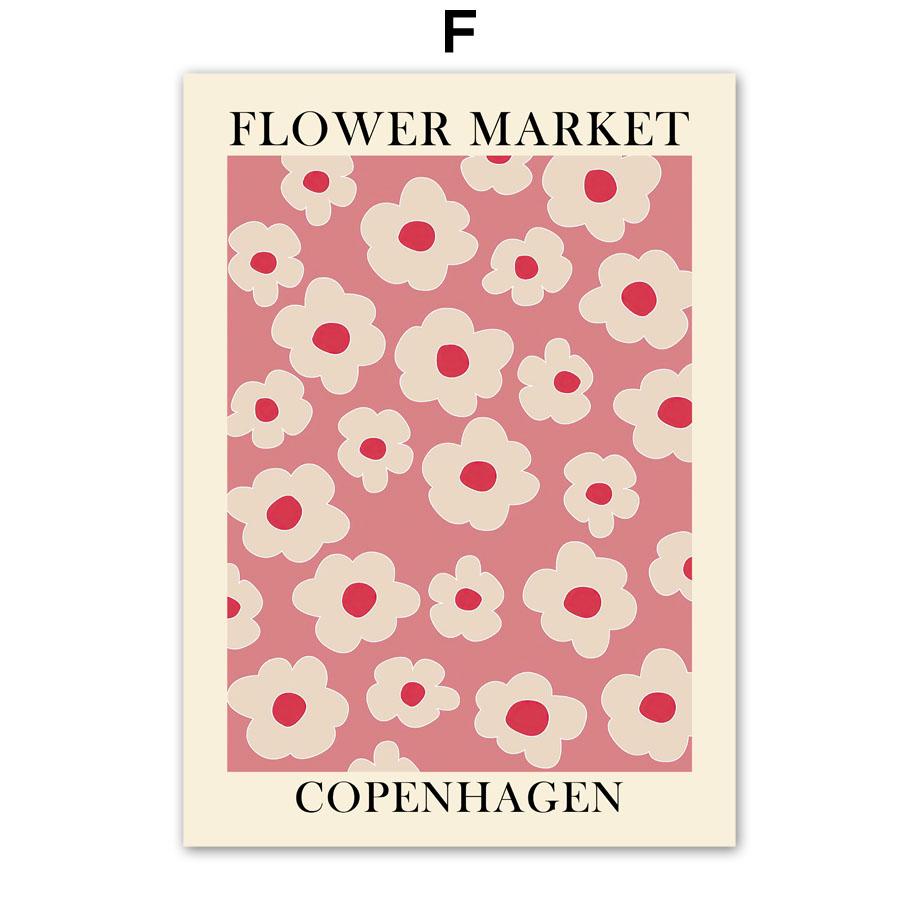 Абстрактное цветочное рыночное винтажное минималистское настенное искусство, плакаты на скандинавскую тему, живопись на холсте и принты, настенные панно для декора гостиной