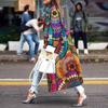 Women's Autumn and Winter Loose Print Casual Woolen Coat