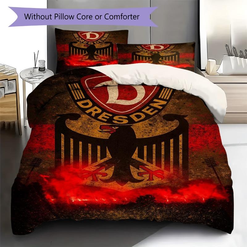 Dresden Eagle Retro Fire Distressed Print Duvet Cover Set 3 Pieces Football Fan Bedding Set Bedroom Home Decor Bedding Without Pillow Core Comforter