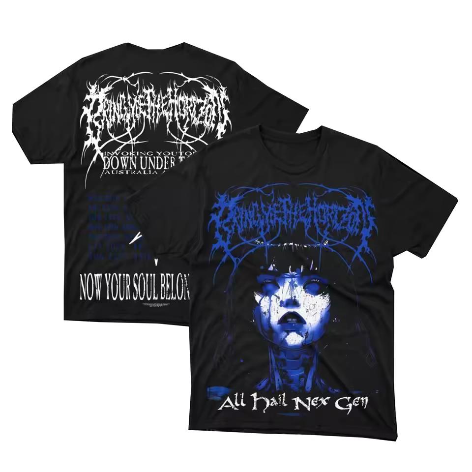 2026 Bring Me The Horizon Black Metal Casual T-Shirt Men's and Women's Luxury Band Brand Top