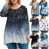 Женская мода большого размера с круглым вырезом и длинным рукавом, повседневный свободный пуловер с принтом, топ, футболки женские