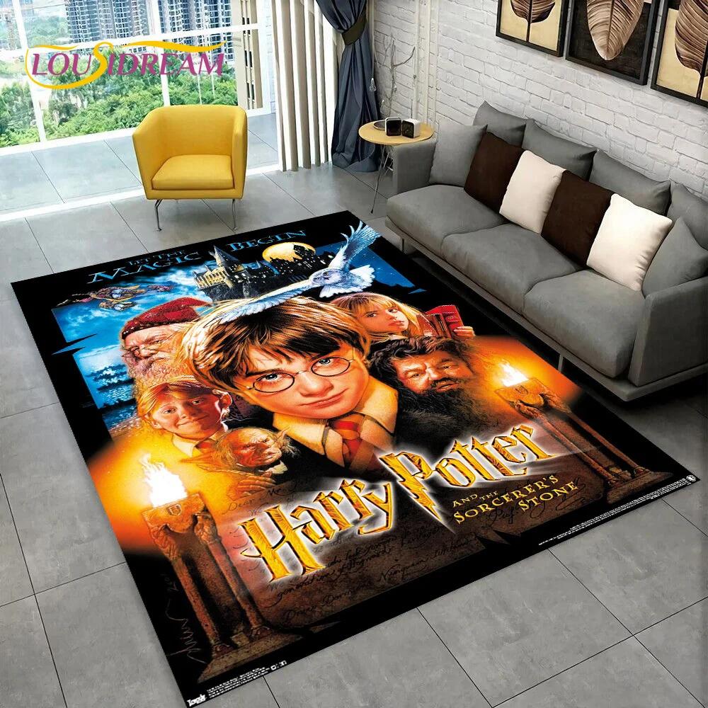 3D P-Potter Magic Academy Movie HD Rug Carpet for Living Room Bedroom Home Decor,Floor Mat Non-slip for Sofa Doormat Gift Kids
