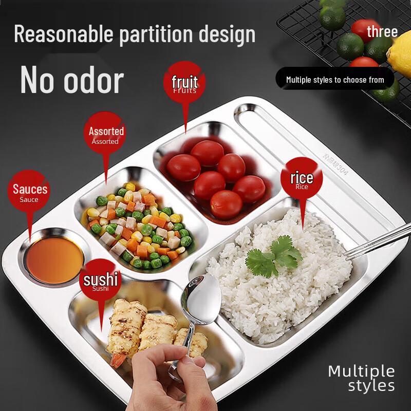 Chahua Stainless Steel Divided Lunch Tray
