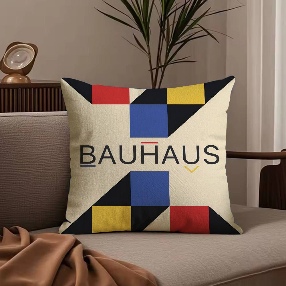 Abstract B-Bauhaus Geometry Pillow Case Anti-dustmite Pillowcase Invisible zipper silky short plush Sofa cushion cover