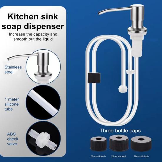 Дозатор мыла для кухонной раковины из нержавеющей стали, настольный насос с набором удлинительной трубки длиной 1 м, вращение на 360 градусов, защита от коррозии