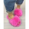 Women's Plush Winter Slippers, Solid Colour Open Toe Soft Bottom Flat Shoes, Comfortable Warm Home Slippers