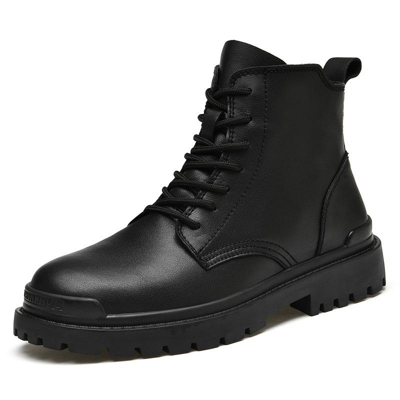 Мужские высокие кожаные туфли, модная обувь в британском стиле средней высоты, рабочая одежда из натуральной кожи, кожаные ботинки, осенняя мужская обувь для мотоциклистов