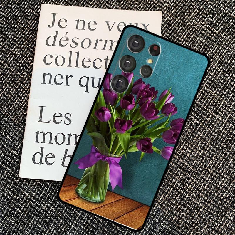 Чехол-цветок с весенними тюльпанами для Samsung Galaxy S25 Ultra S20 S21 S22 S23 S24 Ultra S9 S10 Plus S25 FE Задняя крышка