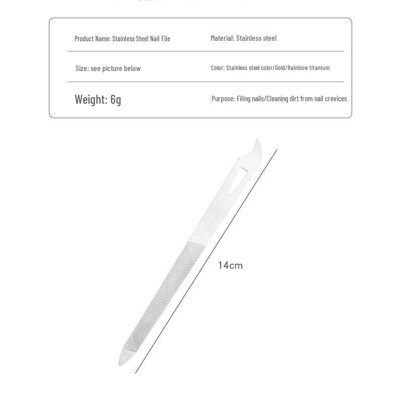 Двусторонняя пилка для ногтей из нержавеющей стали с заостренным кончиком для маникюра и полировки