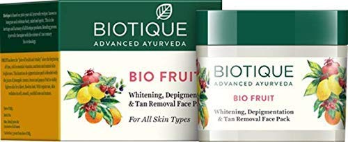 Biotique Био Фруктовая Маска для Лица Отбеливающая, Депигментирующая и Удаляющая Загар, 75 г и Biotique Био Папайя Ревитализирующий Скраб для Удаления Загара, 75 г