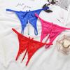 1 шт. Жемчужное нижнее белье Женские стринги Прозрачное нижнее белье Однотонные Сексуальные нейлоновые трусики с открытой ластовицей Кружевные трусики