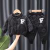 Зимние комплекты одежды для мальчиков Alphabet Fashion, теплое пальто и брюки, комплект из 2 предметов, костюмы для мальчиков, подарки на день рождения, детская одежда