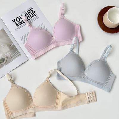 Small Chest New Simple Seamless Underwear Lace Student Bra College Student Women Gather Summer Thin Bra