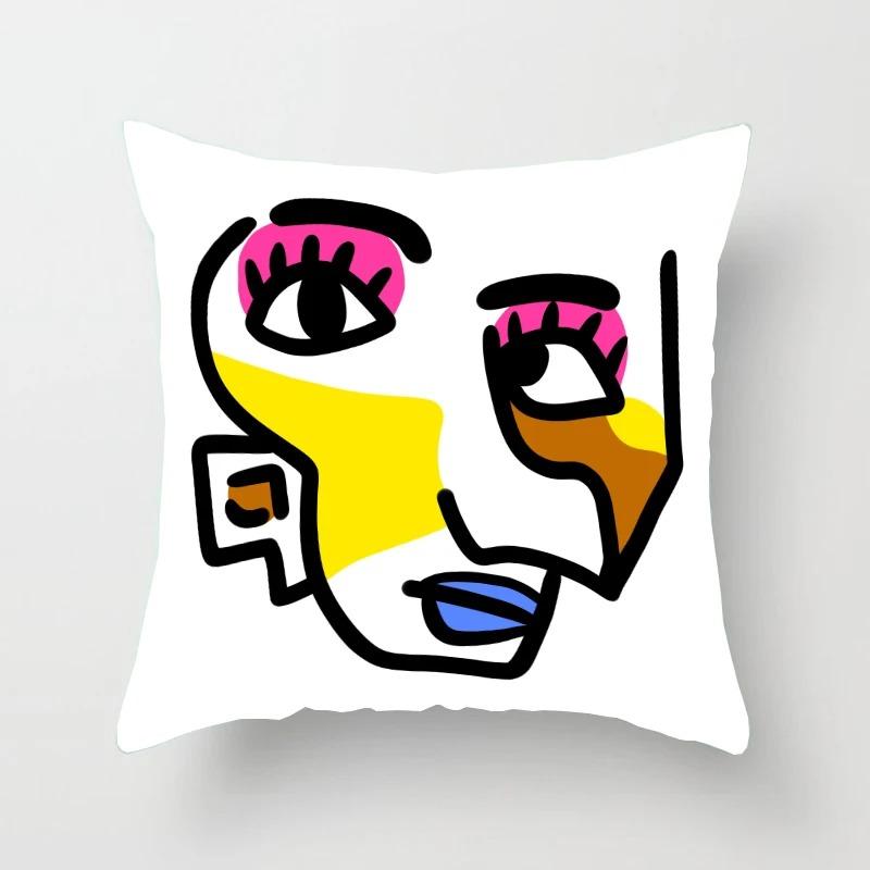 Наволочка с абстрактным рисунком смайлика для автомобиля, украшения для офиса, гостиной, дома