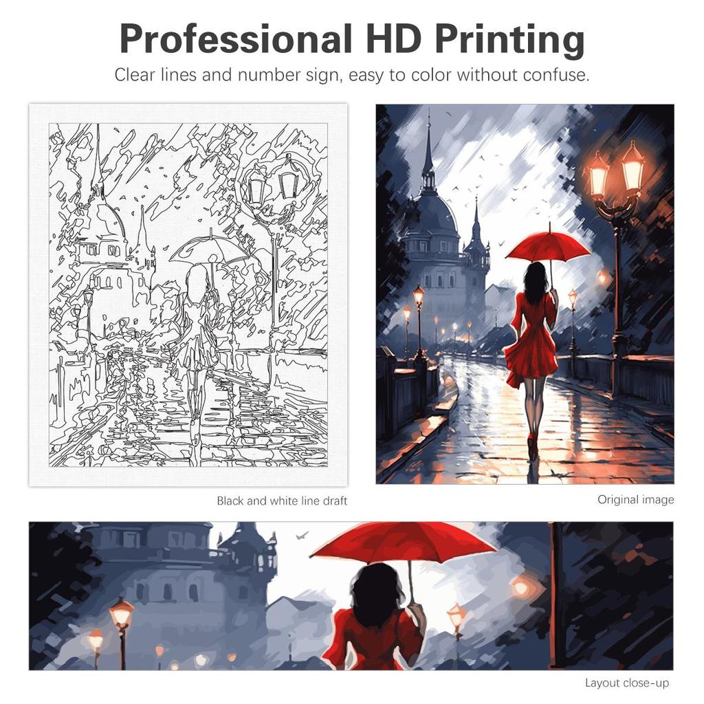 Рамка для рисования по номерам, наборы «Ночь, дождливый день», холст, ручная роспись, подарочные фотографии, городской пейзаж, домашний декор 40x50 см