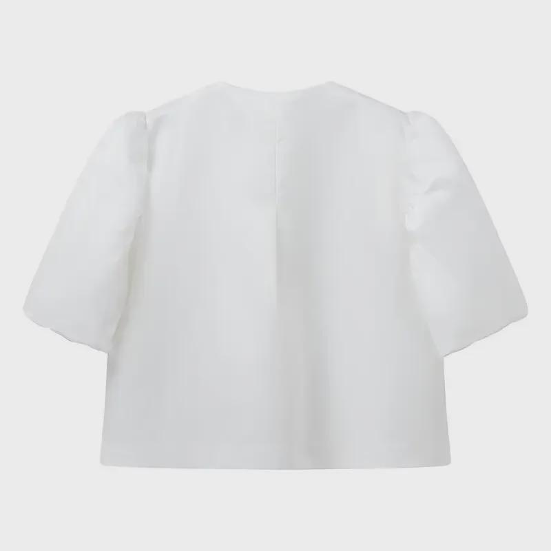 «Женский атласный топ свободного кроя с рукавами-фонариками из Европы и Америки 2024 года»