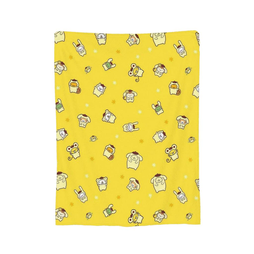 Плюшевое одеяло с помпонами Pom Pom Purin, забавное плед для дома, отеля, дивана, 150*125 см, одеяло