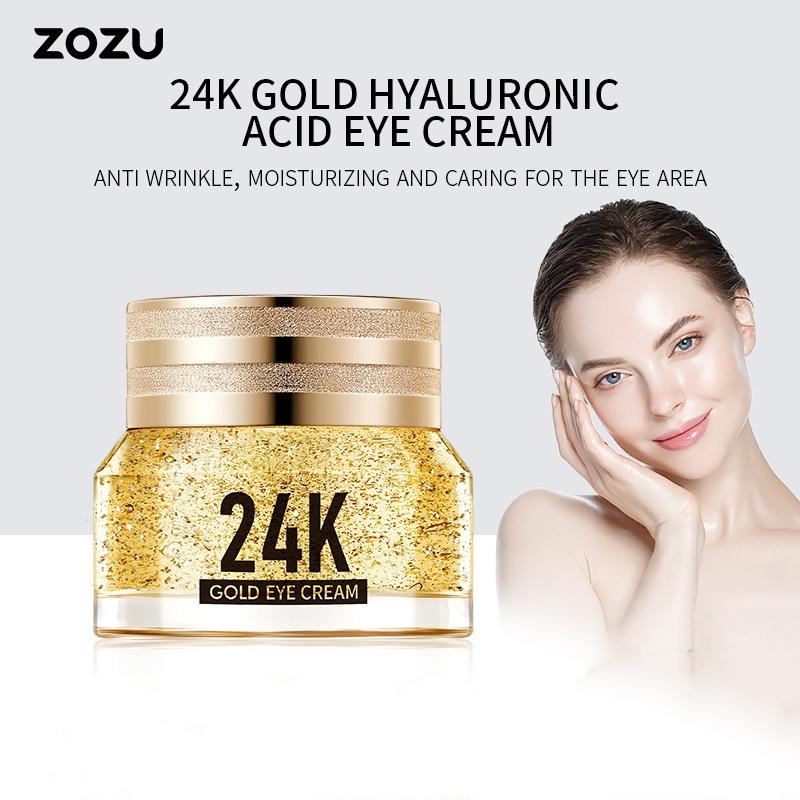 ZOZU 24K Gold Hyaluronic Acid Anti Wrinkle Multi Effect Eye Cream for Moisturizing and Caring Around the Eyes
