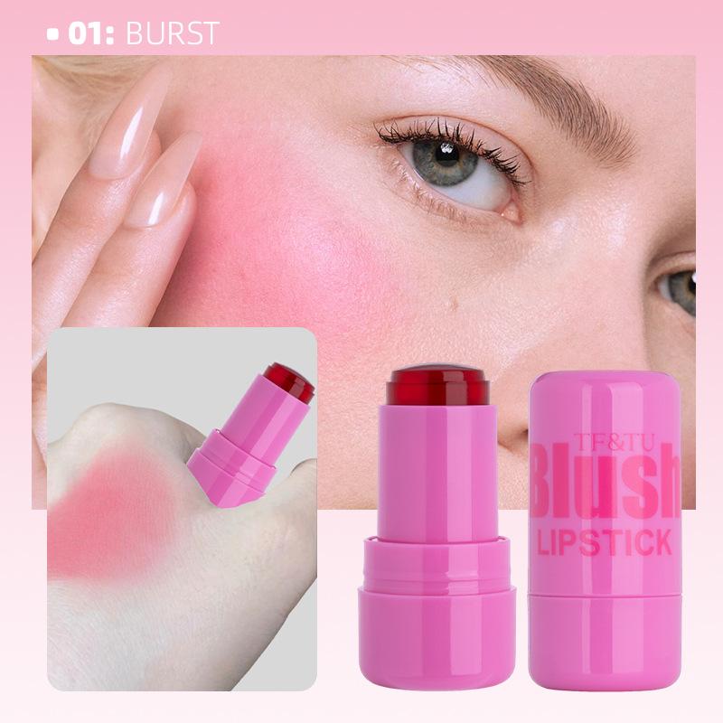 Jelly Blush Stick - 3-in-1 Multi-Functional Cream - Lipstick, Blush, and Cheek Tint - Bouncy, Natural Color-Changing, Brightening Makeup