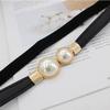 Pearl Buckle Belt Pu Leather Dress Skirt Waist Elastic Women Belts Accessories