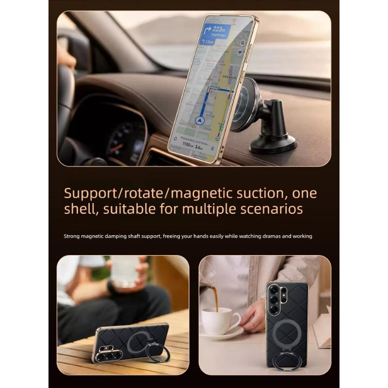 360°rotate Stand Case for Samsung Galaxy S26 Ultra New Magnetic Case S26+ Starburst Pattern Ultra-thin Leather Case for SAM S26