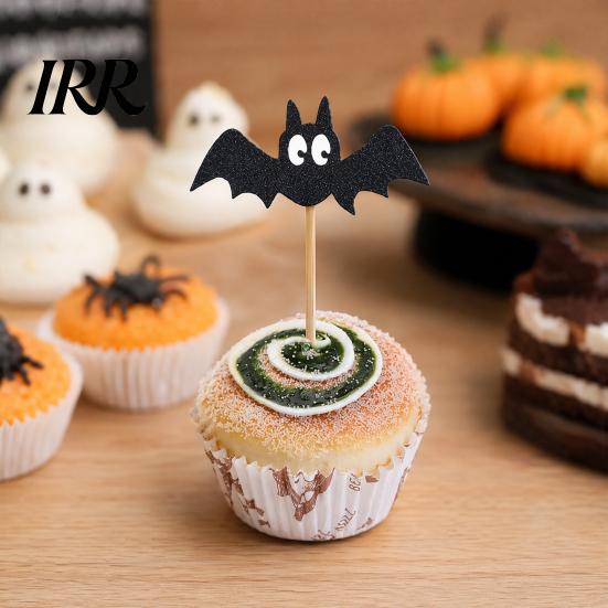 Halloween Dessert Table Decor 8 Pcs Bat Cupcake Toppers, Black Cake Cute Shaped Topper Picks for Halloween, Baby Shower, Birthday Party Decoration