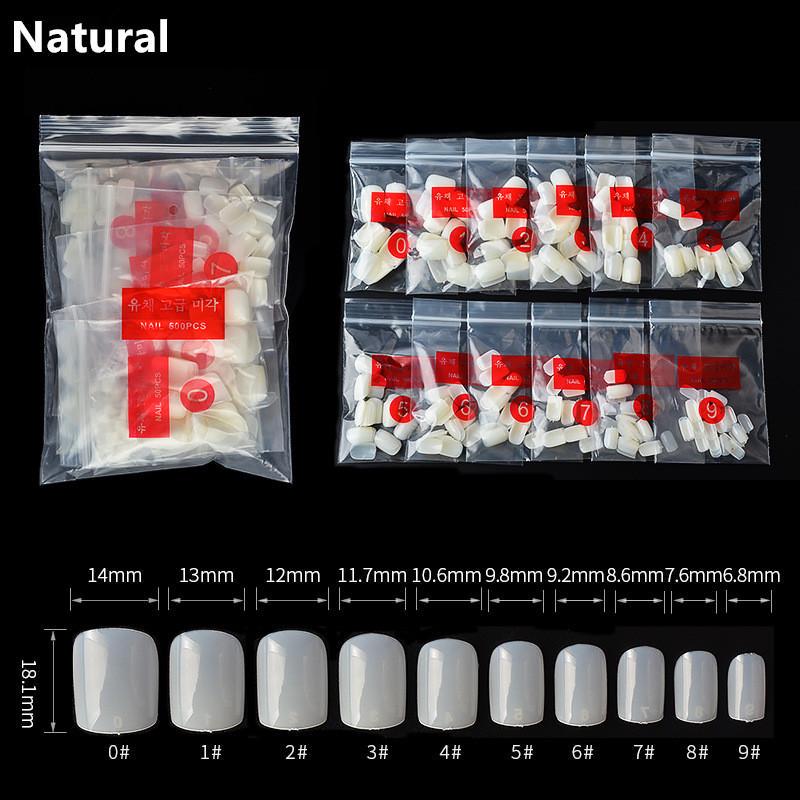 Накладные ногти, квадратные, окрашенные, с круглой головкой, накладные зажимы для ногтей, натуральный прозрачный цвет