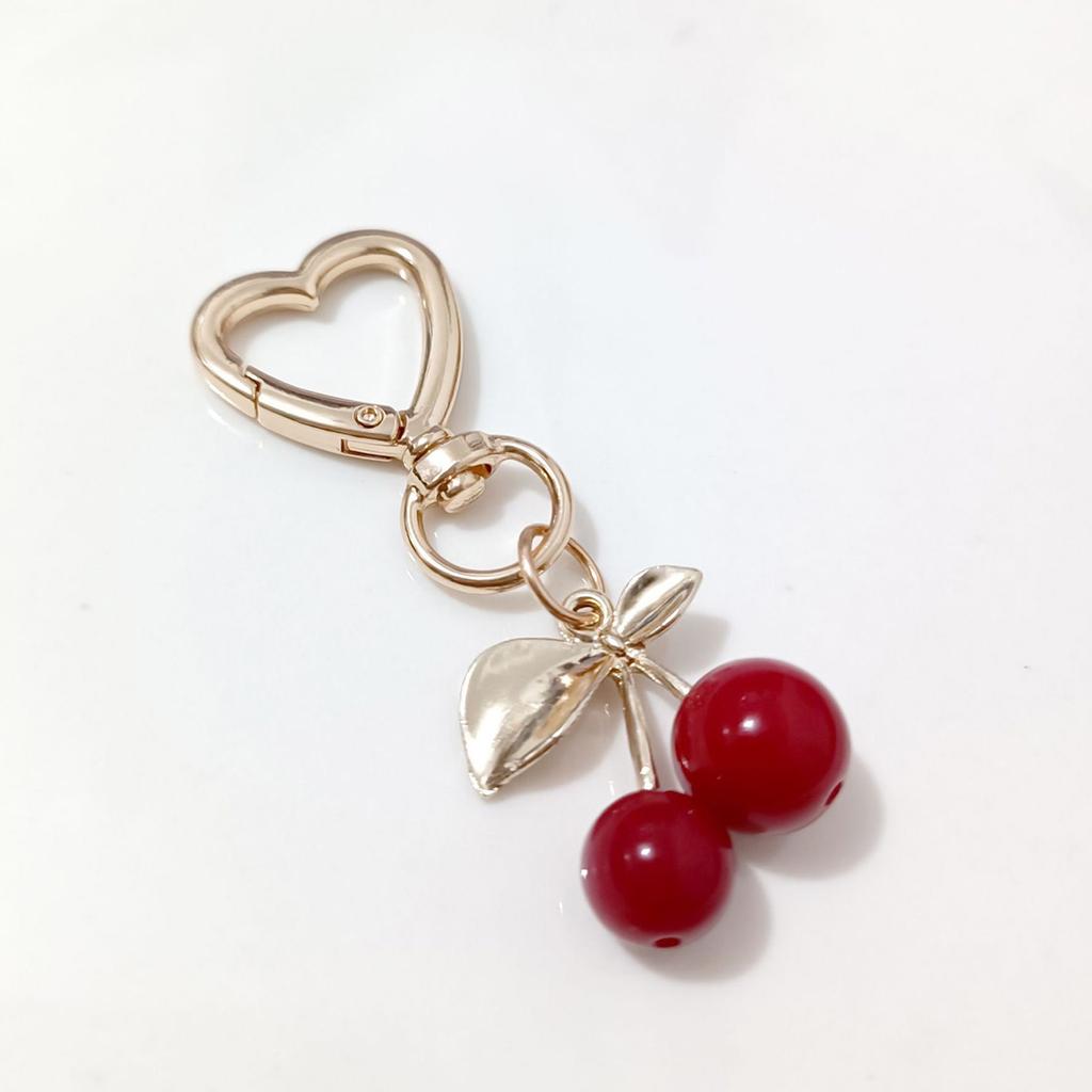 Cherry Bag Pendant Bag Charm Resin Cherry Keyring Fashion Alloy Jewelry Key Accessory Present for Fashion Women Girls