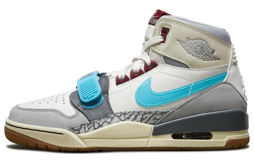 Jordan Legacy 312 Leather High Top Men's Retro Basketball Sneaker, White Grey Blue FB1875-141