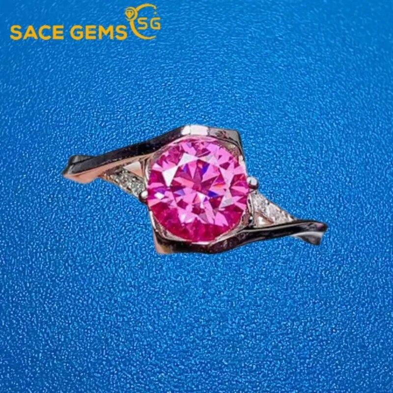Sace Gems Сертифицированное GRA кольцо с муассанитом 1 карата, стерлинговое серебро 925 пробы, с покрытием из белого золота 18 карат, кольца для женщин, ювелирные украшения